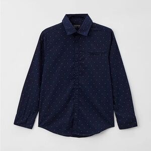 Size 10 Boys Mayoral Dark Blue Patterned Button Down Shirt